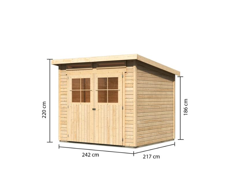 Karibu Gartenhaus Glücksburg 4 natur 19 mm