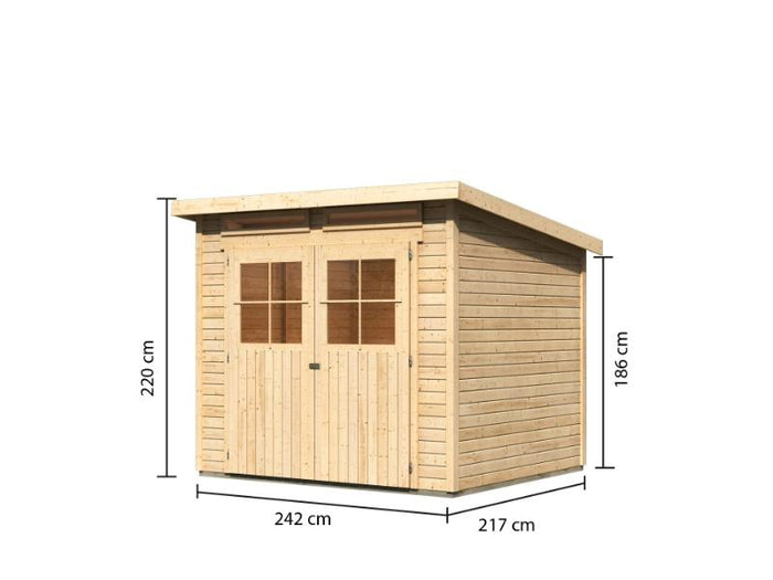 Karibu Gartenhaus Glücksburg 4 natur 19 mm