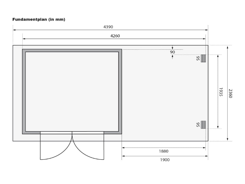 Karibu Gartenhaus Glücksburg 4 natur mit Anbaudach 1,90 Meter