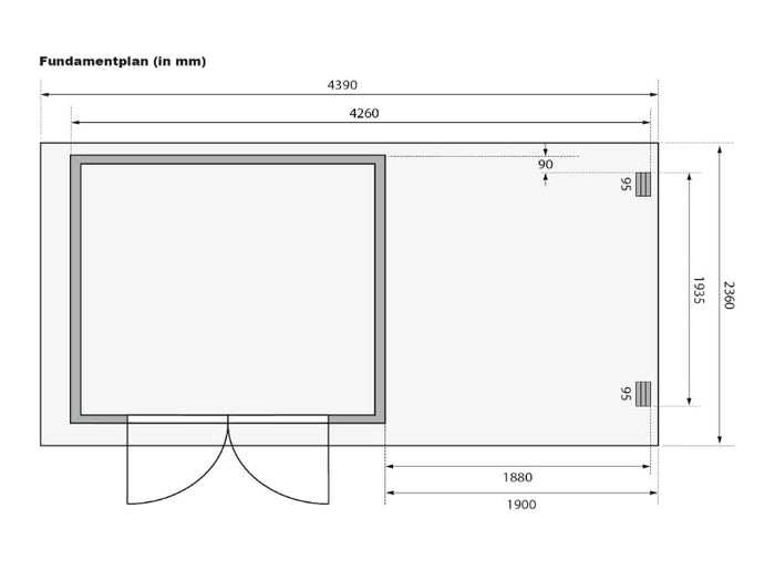 Karibu Gartenhaus Glücksburg 4 natur mit Anbaudach 1,90 Meter