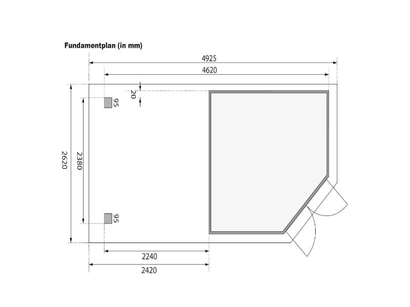 Karibu Gartenhaus Goldendorf 5 terragrau 19 mm mit Anbaudach 2,20 m, Seiten- und Rückwand