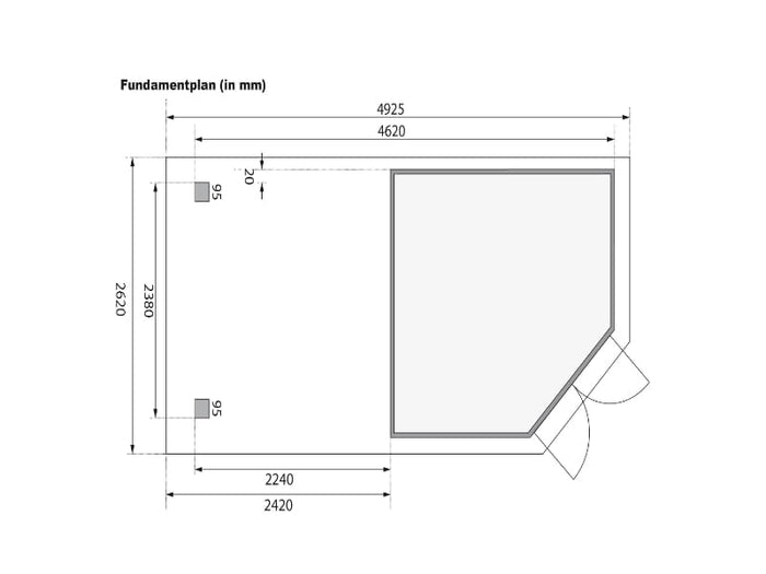 Karibu Gartenhaus Goldendorf 5 terragrau 19 mm mit Anbaudach 2,20 m, Seiten- und Rückwand