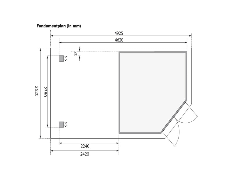 Karibu Gartenhaus Goldendorf 5 terragrau 19 mm mit Anbaudach 2,40 m und Rückwand