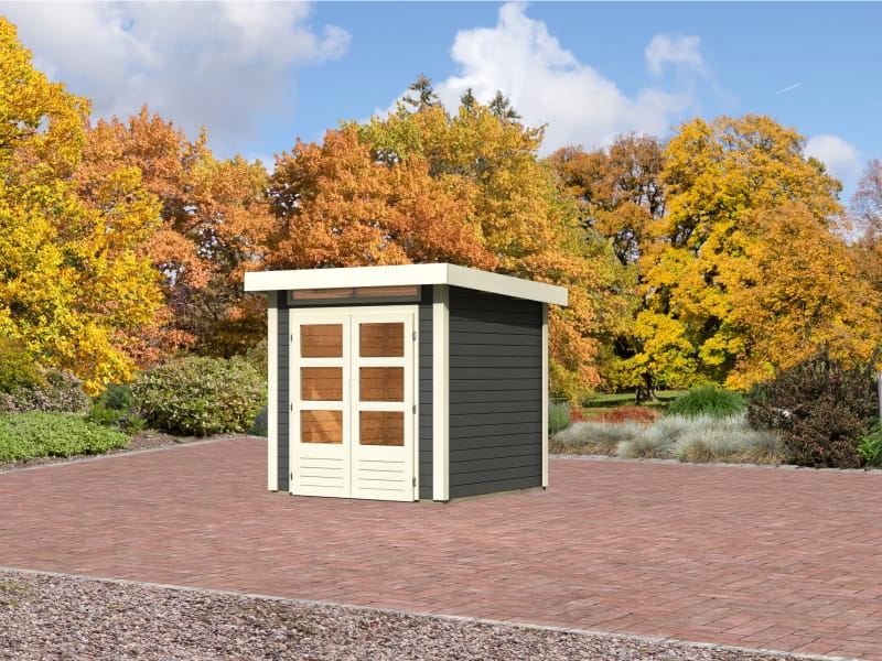 Karibu Gartenhaus Kandern 1 in terragrau 28 mm