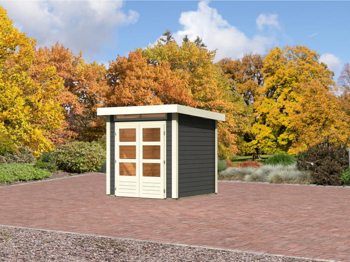 Karibu Gartenhaus Kandern 1 in terragrau 28 mm