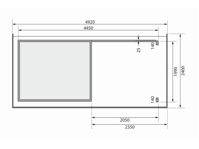 Karibu Gartenhaus Kandern 2 terragrau mit Anbaudach 2,35 m inkl. Rückwand