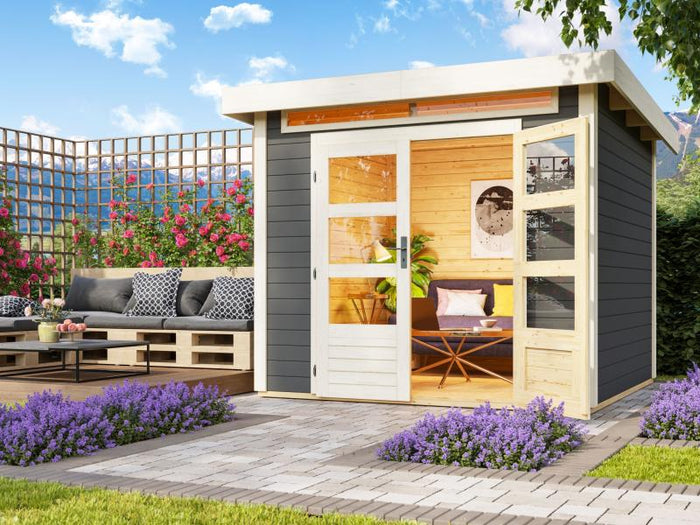 Karibu Gartenhaus Kandern 3 in terragrau 28 mm