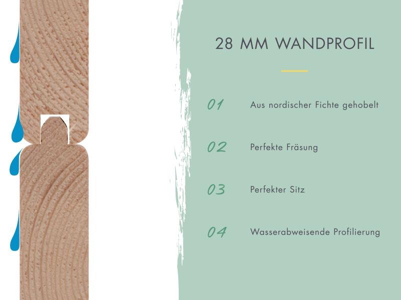 Karibu Gartenhaus Kandern 3 natur mit Anbaudach 2,35 m