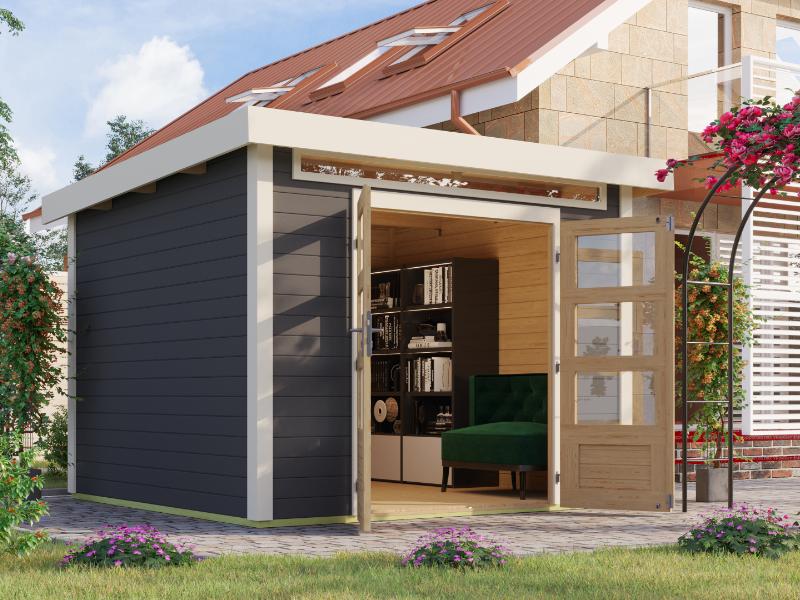 Karibu Gartenhaus Kandern 6 in terragrau 28 mm