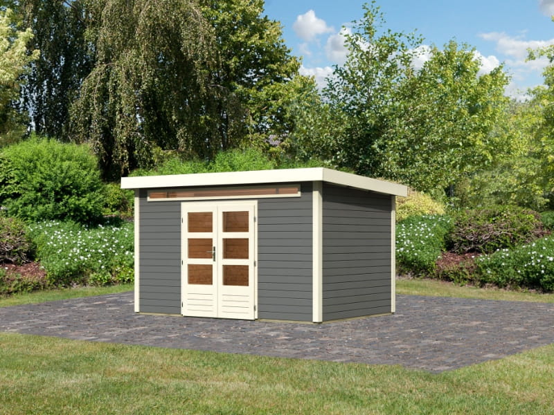 Karibu Gartenhaus Kandern 7 in terragrau 28 mm