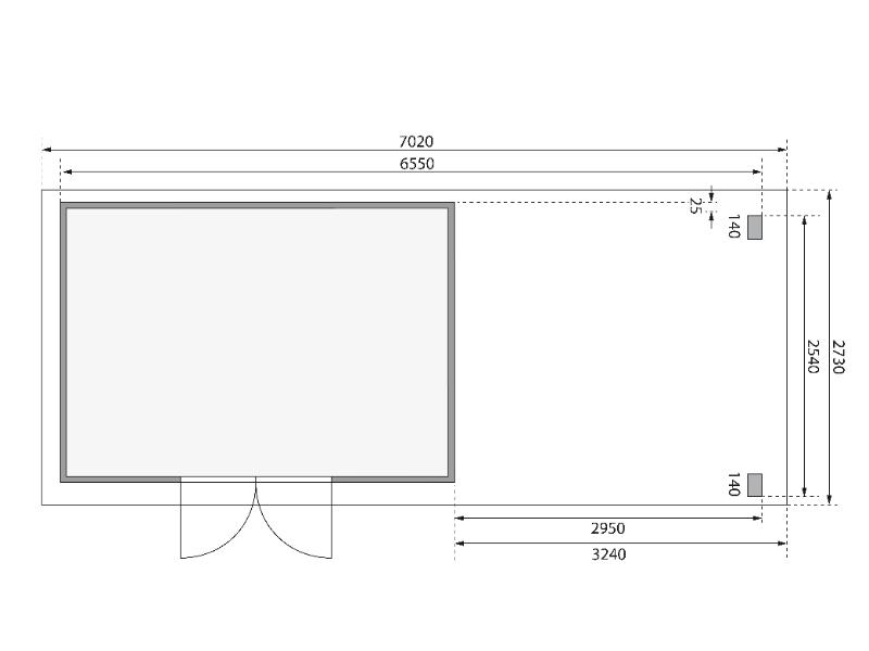 Karibu Gartenhaus Kandern 7 in terragrau mit Anbaudach 3,20 Meter