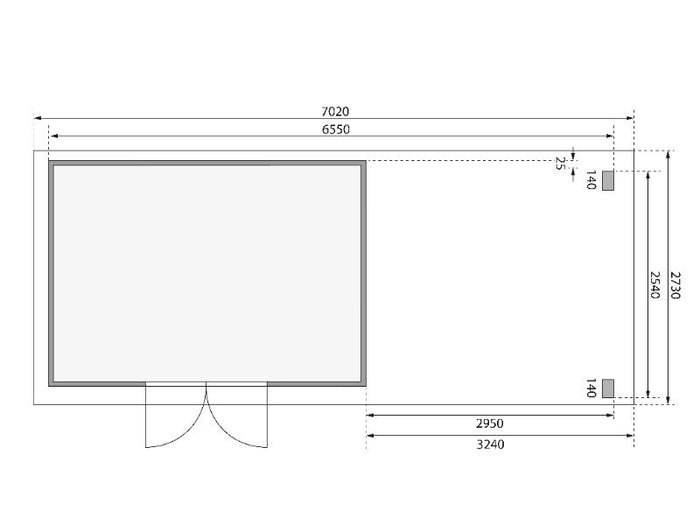 Karibu Gartenhaus Kandern 7 mit Anbaudach 2,95 Meter