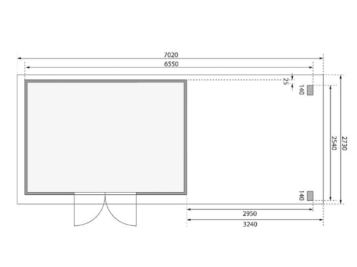 Karibu Gartenhaus Kandern 7 mit Anbaudach 3,2 Meter inkl. Rückwand