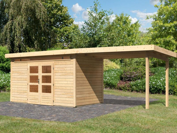 Karibu Gartenhaus Kandern 9 mit Anbaudach 3,2 m