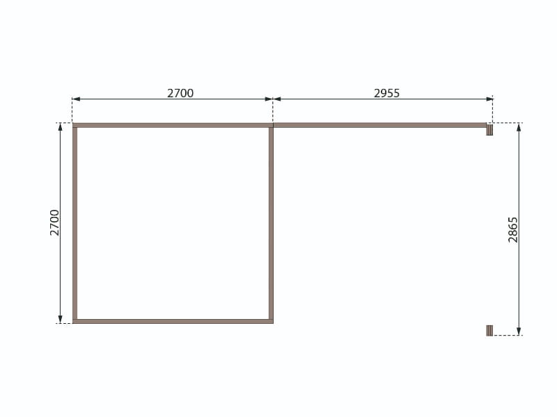Karibu Gartenhaus Kastorf 6 - natur mit Anbaudach 3,2 m und 28 mm Rückwand