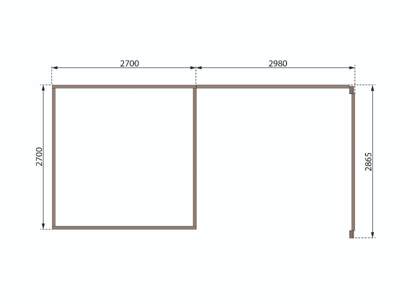 Karibu Gartenhaus Kastorf 6 - natur mit Anbaudach 3,2 m und 28 mm Seiten- und Rückwand