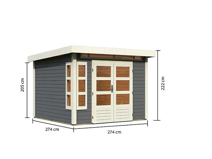 Karibu Gartenhaus Kastorf 6 terragrau - 28 mm