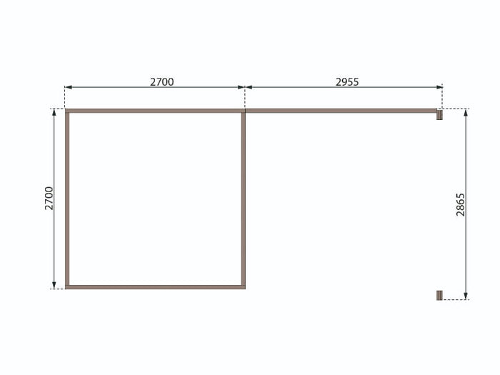 Karibu Gartenhaus Kastorf 6 - terragrau mit Anbaudach 3,2 m und 28 mm Rückwand