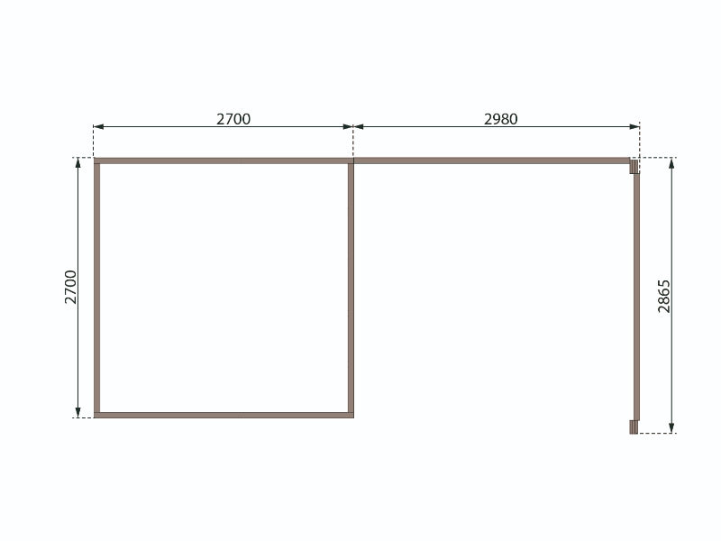 Karibu Gartenhaus Kastorf 6 - terragrau mit Anbaudach 3,2 m und 28 mm Seiten- und Rückwand