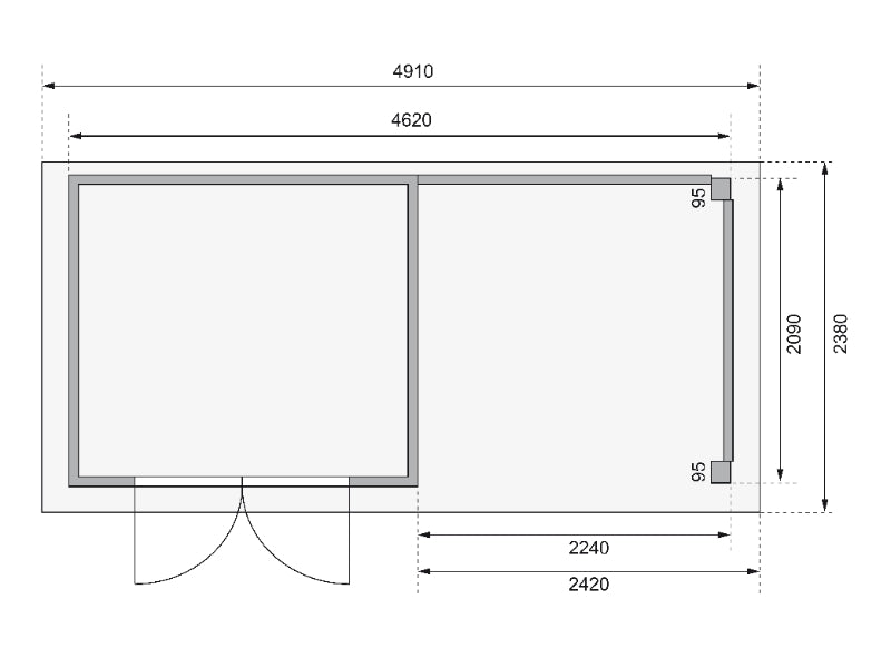Karibu Gartenhaus Kerko 3 natur mit 2,40 m Anbaudach
