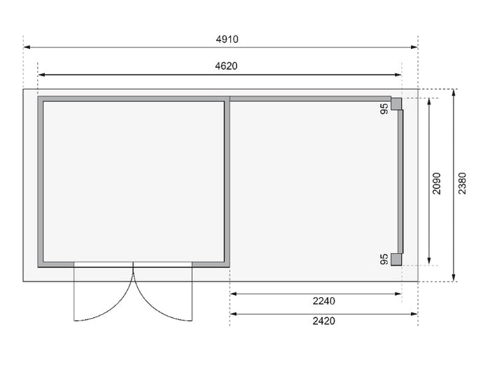 Karibu Gartenhaus Kerko 3 natur mit 2,40 m Anbaudach