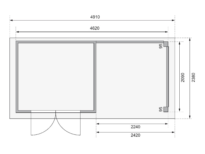 Karibu Gartenhaus Kerko 3 terragrau mit 2,40 m Anbaudach