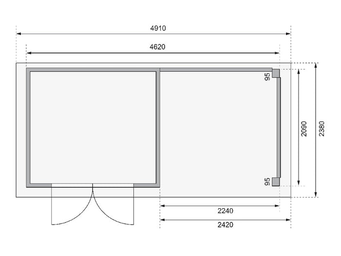 Karibu Gartenhaus Kerko 3 terragrau mit 2,40 m Anbaudach