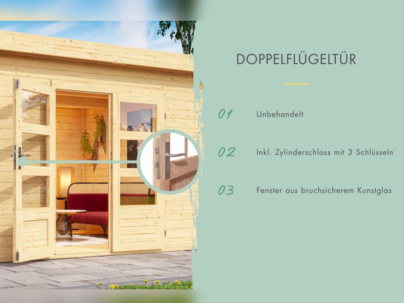 Karibu Gartenhaus Lahar 3,5, natur , 19 mm