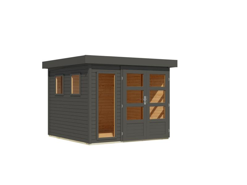 Karibu Gartenhaus Lahar 3,5, terragrau komplett, 19 mm