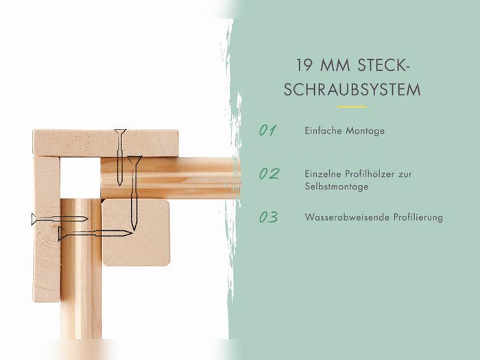 Karibu Gartenhaus Lahar 5, natur , 19 mm