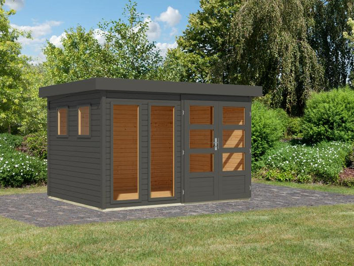 Karibu Gartenhaus Lahar 5, terragrau komplett, 19 mm