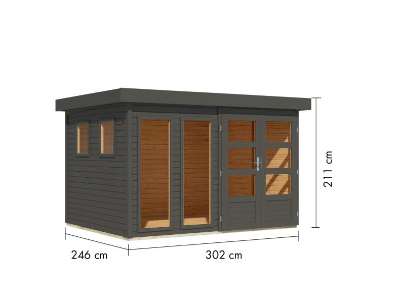 Karibu Gartenhaus Lahar 5, terragrau komplett, 19 mm