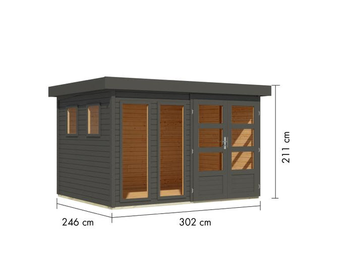 Karibu Gartenhaus Lahar 5, terragrau komplett, 19 mm