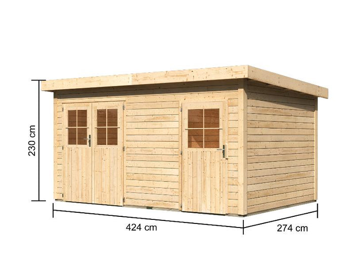 Karibu Gartenhaus Mattrup 2 raum Haus natur 28 mm