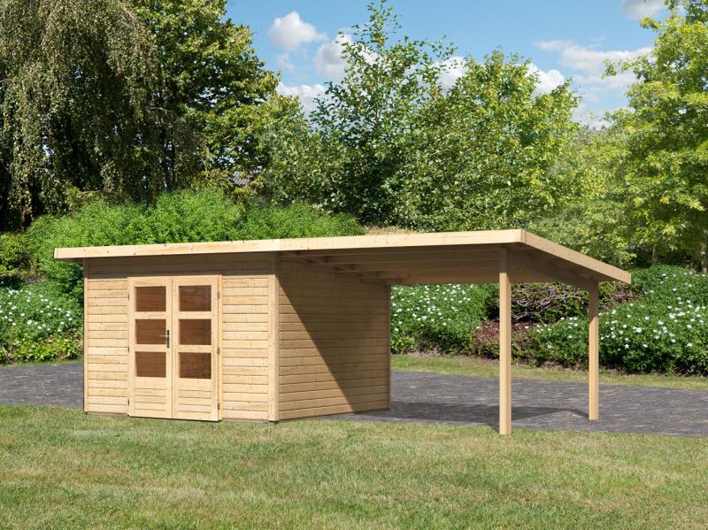 Karibu Gartenhaus Northeim 3 naturbelassen mit Schleppdach 3,0 Meter