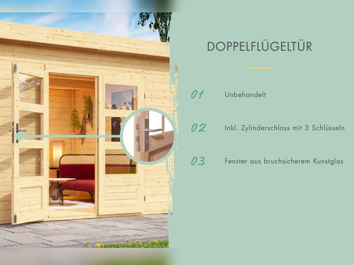 Karibu Gartenhaus Olaf 5 natur, inkl. Doppelflügeltür
