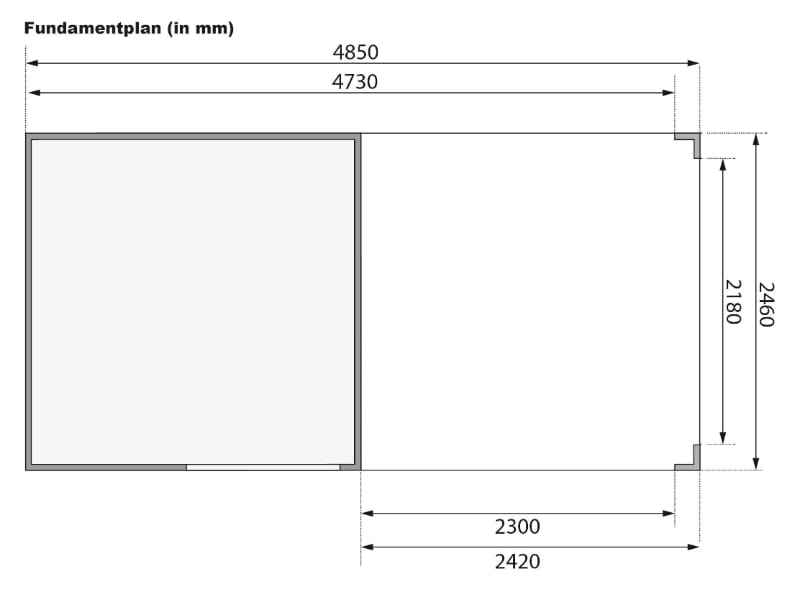 Karibu Gartenhaus Qubic in terragrau mit Anbaudach