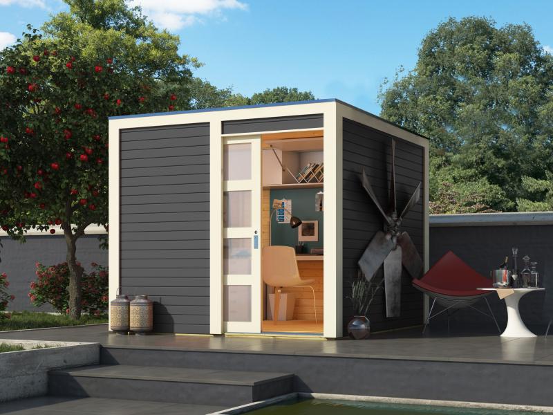 Karibu Gartenhaus Qubic in terragrau