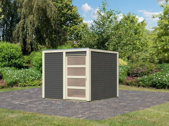 Karibu Gartenhaus Qubic in terragrau