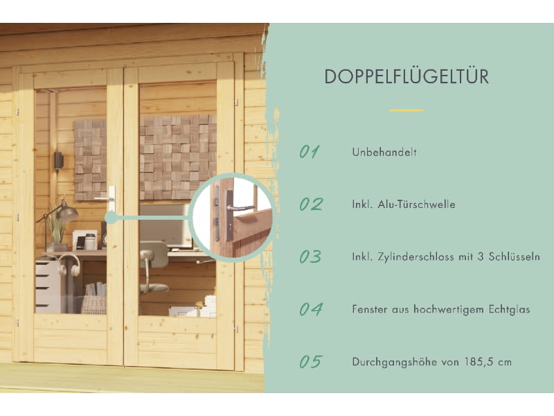 Karibu Gartenhaus Radeburg 1 natur 40 mm