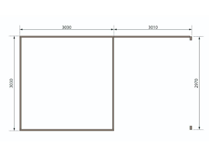 Karibu Gartenhaus Radeburg 1 natur mit Anbaudach 3,3 m inkl. Rückwand