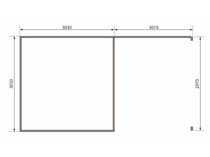 Karibu Gartenhaus Radeburg 1 natur mit Anbaudach 3,3 m inkl. Rückwand