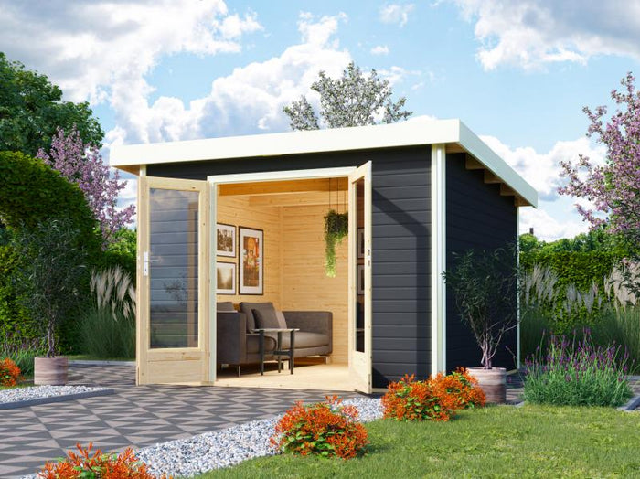 Karibu Gartenhaus Radeburg 1 terragrau 40 mm