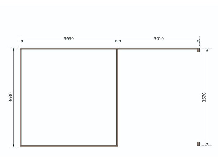 Karibu Gartenhaus Radeburg 3 natur mit Anbaudach 3,3 m und Rückwand