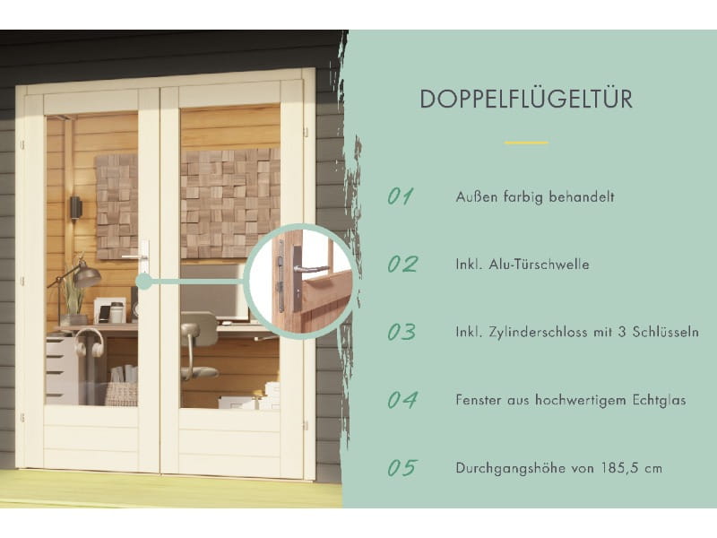 Karibu Gartenhaus Radeburg 3 terragrau 38 mm