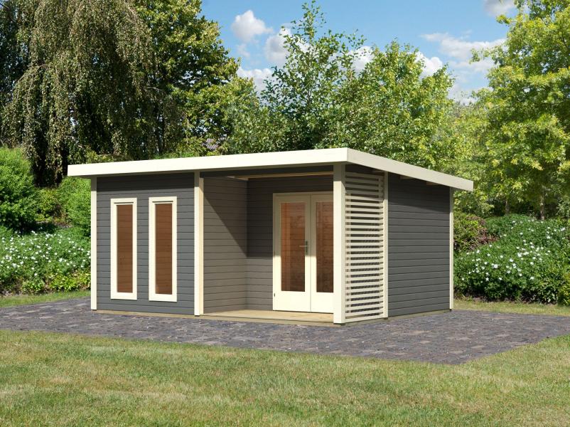 Karibu Gartenhaus Radeburg 5 terragrau inkl. Terrasse