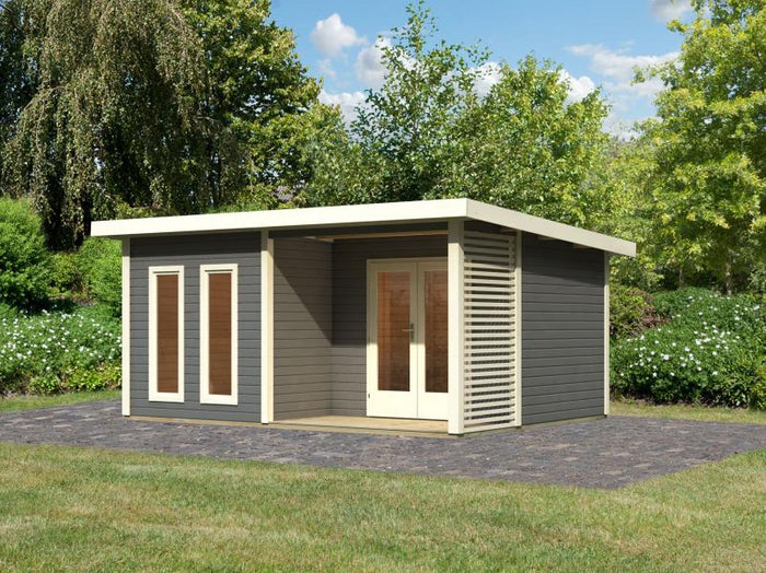 Karibu Gartenhaus Radeburg 5 terragrau inkl. Terrasse