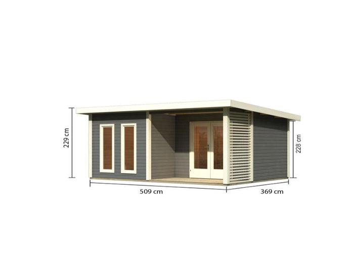 Karibu Gartenhaus Radeburg 5 terragrau inkl. Terrasse