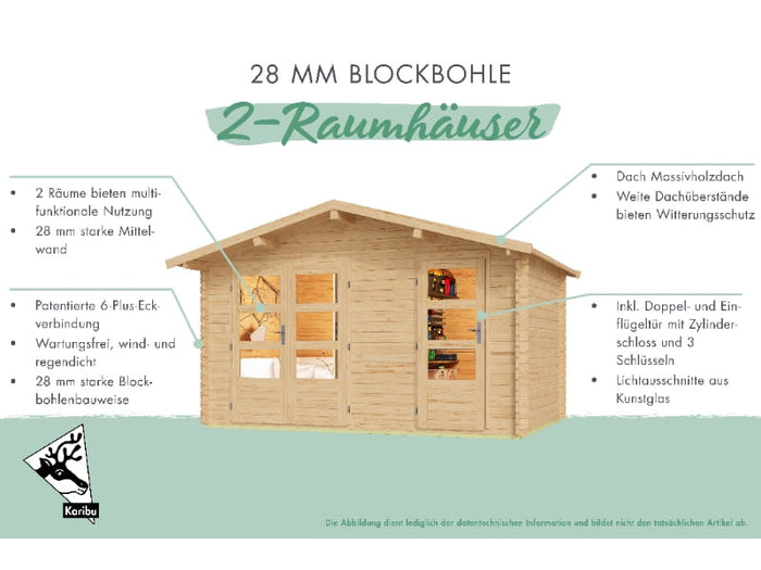 Karibu Gartenhaus Radur 0 28 mm 2-Raum-Haus