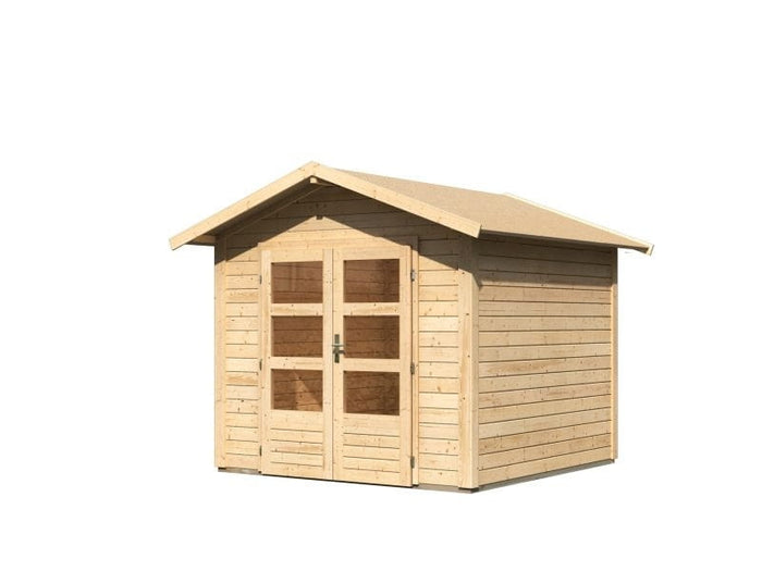 Karibu Gartenhaus Ravenna 1 natur, inkl. Fußboden und Dachschindeln (schwarz)